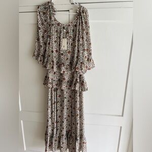 Tory Burch Printed Ruffle Maxi Dress
